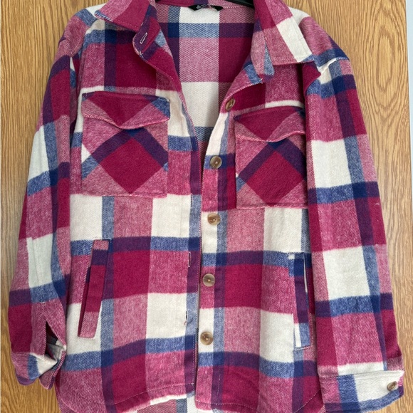 Members Mark Women’s Plaid Jacket - Pink and Blue - Picture 1 of 4